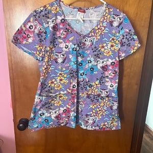 Med dickies Scrub Top floral with owls
